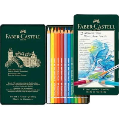 Obrázek Faber Castell 117512 akvarelové pastelky Albrecht Dürer, 12dílná sada pastelek, nerozbitné, plně roztíratelné vodou