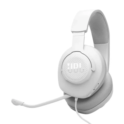 Obrázek JBL Quantum 100M2 herní headset přes uši propojený kabelem s QuantumSOUND Signature, 3,5mm jack, kompatibilita více platformami a odnímatelným mikrofonem možností vypnutí zvuku, bílá