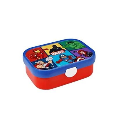 Obrázek Mepal Lunchbox Campus Bento pro děti Krabička na svačinu s přihrádkou a vidličkou Meal Prep Box uzávěrem klip bez BPA &amp; vhodná do myčky 750 ml Avengers
