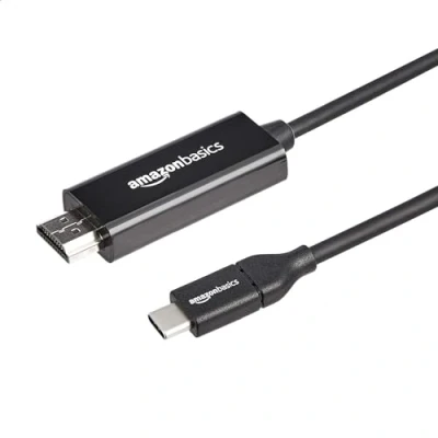 Obrázek Amazon Basics Kabel adaptéru USB C (zdroj) na HDMI (displej), kompatibilní s Thunderbolt 3, 4K při 30 Hz, 0,91 m, černý