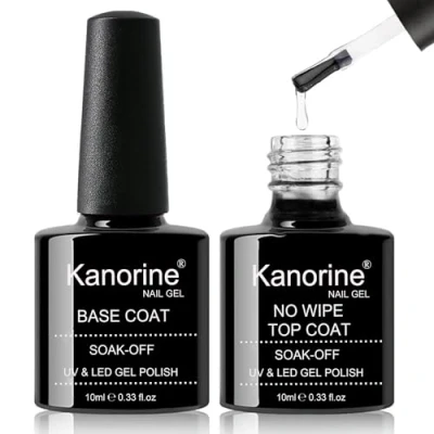 Obrázek KANORINE ™ Base Coat Top UV LED Gel lak na nehty gelový podkladový &amp; vrchní sada manikúra 2 x 10 ml