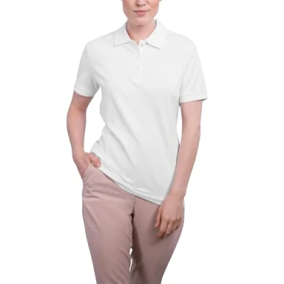 Obrázek HRM dámské luxusní polotriko I Premium polotričko ze 100% bavlny Basic Polohkošile do 60 C stálobarevná Kvalitní &amp; udržitelné horní díly, bílá (White 02 white)