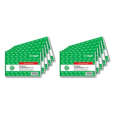 Obrázek SIGEL SD026/10 výstupní / vstupní list A6 na šířku, 2x40 listů, propisující, balení 10 kusů, z udržitelného papíru