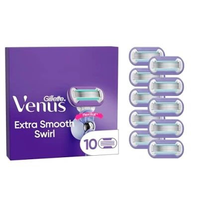 Obrázek Gillette Dámské holicí břity Venus Extra Smooth Swirl, 10 originálních náhradních čepelí pro dámský strojek hladké oholení