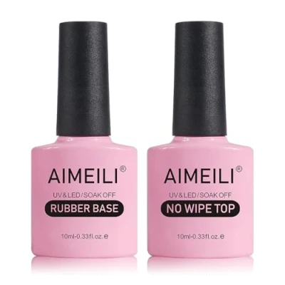 Obrázek AIMEILI Rubber Base und Top Coat 4 in 1 No Wipe Set Gel vrchní lak 2x10 ml