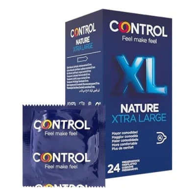 Obrázek CONTROL NATURE XTRA LARGE Elastické kondomy velikost XL z přírodního latexu 24 kusů