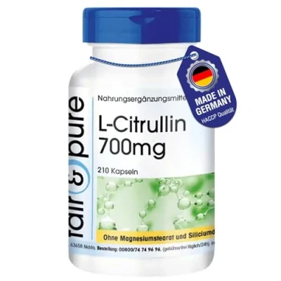 Obrázek Fair &amp; Pure® L citrulin kapsle 700 mg 210 kapslí veganské aminokyseliny bez stearátu hořečnatého