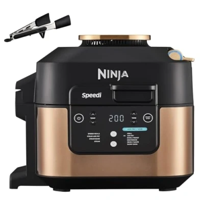 Obrázek Ninja multifunkční hrnec Speedi, 5,7 l, 10 v 1, horkovzdušná fritéza Airfryer, pomalé vaření, grilování, pečení, černá a měď ON400EUCP