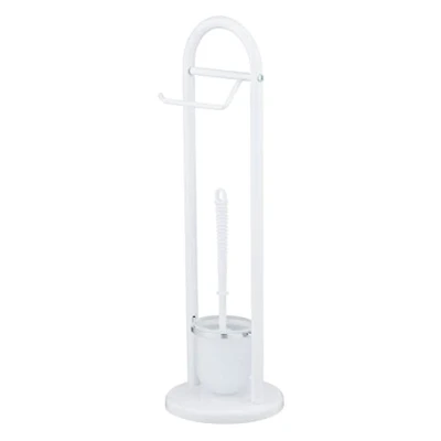 Obrázek WENKO Stand WC souprava Mod. Siena, stojan na toaletní papír a štětku, držák papír, stojící rolí vč. kartáče, ocel, Ø 19 x 63 cm, bílá