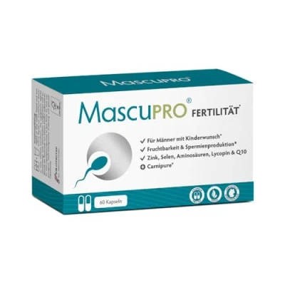 Obrázek MascuPRO Mužská fertilita veganská plodnost + produkce spermií 60 kapslí zinek, selen, L karnitin, arginin tablety na přání dětí