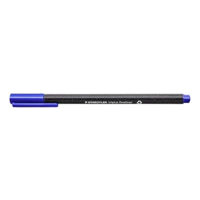 Obrázek STAEDTLER 334 3 Triplus Fineliner (trojhranný, super jemný, kovový hrot, šířka linie cca 0,3 mm, 10 kusů) modrý