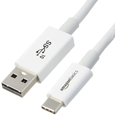 Obrázek Amazon Basics Kabel adaptéru pro rychlé nabíjení, USB C na A 3.1 (Gen. 2), 10 GBit/s Highspeed, certifikace IF, Apple iPhone 15, iPad, Samsung Galaxy, tablety, laptopy, 0,9 m, bílý
