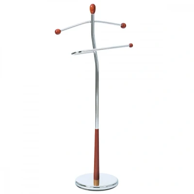 Obrázek Němý sluha, výška 118 cm, masiv kaučukovník, hnědé moření, kov chrom, nos. 5 kg 82646 BR