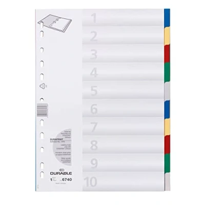 Obrázek Durable Registrační pořadač, z PP, Tabe blanko/2 x 5barevný, pro A4, 10 listů, balení 25 ks, 674027