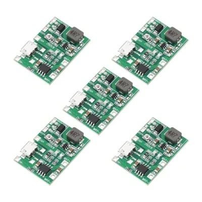 Obrázek YINETTECH 5dílné balení nabíjecího modulu 2A 18650 Li Ion akumulátor rychlonabíjecí modul 3,7 V Boost na 5 9 12 s ochranou proti přebití pro zařízení napájená bateriemi