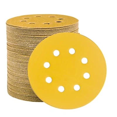 Obrázek STEBRUAM 100 Stück Schleifpapier 125mm Klett 800 Körnung, Profi Gold Rund 8 Loch Schleifscheiben für Exzenterschleifer,Für Holz Metall und Farbe