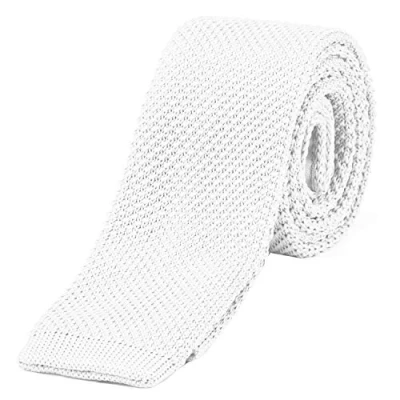 Obrázek DonDon úzká pletená kravata 5 cm, bílá