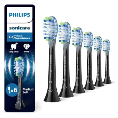 Obrázek Philips Sonicare C3 Premium Plaque Defense, originální náhradní kartáčkové hlavy, černé, balení po 6 kusech, HX9046/88