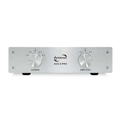 Obrázek Dynavox AUX s PRO, vstupní rozšiřující přepínač 5 Cinch vstupy, konektory pro dva stereo a prostorové zesilovače, stříbrný