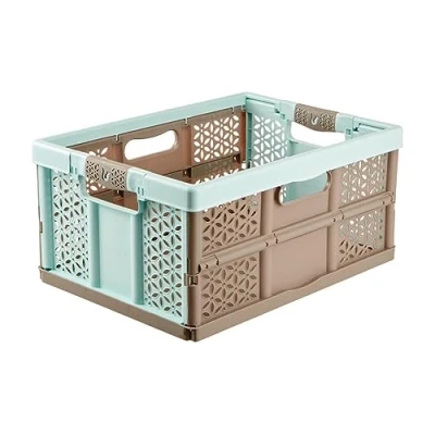Obrázek keeeper Stabilní profesionální skládací box s rukojetí Soft Touch, 48,5 x 35 23,5 cm, 32 l, Lea, modrá/šedohnědá