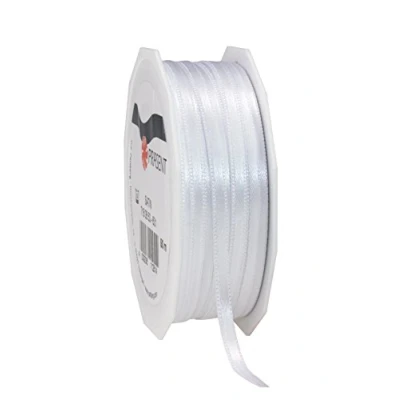 Obrázek PRÄSENT C.E. Pattberg Satin Weiss, 50 m Satinband zum Einpacken von Geschenken, 6 mm Breite, Geschenkband Dekorieren &amp; Basteln, Dekoband, Anlass