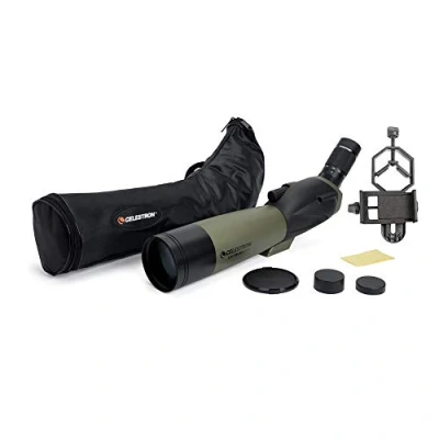 Obrázek Celestron Ultima 80 abgewinkeltes Spektiv 20 60x Zoom Okular mehrfach vergütete Optik für Vogelbeobachtung, Wildtiere, Landschaft und Jagd inklusive weicher Tragetasche Smartphone Adapter