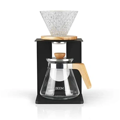 Obrázek BEEM Sada na přípravu kávy Pour Over 4 šálky vč. skleněného ručního filtru a skleněné konvice s víkem pro manuální umění tradičním způsobem ušlechtilý moderní design