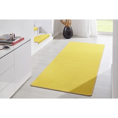 Obrázek Hanse Home Interiérový koberec Fancy do obývacího pokoje jednobarevný moderní velur jídelny, pokoje, dětského chodby, ložnice, kuchyně žlutá, 80 x 200 cm