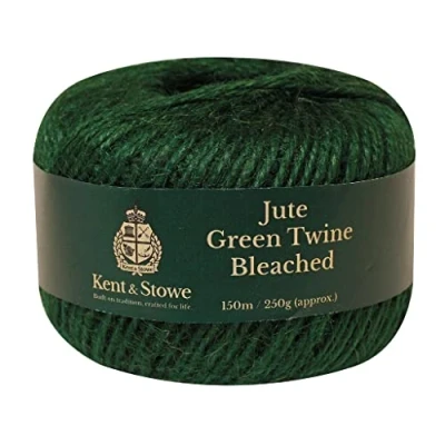 Obrázek Kent &amp; Stowe Juteschnur 150m / 250g in grün Gebleicht 3 lagig Gartenschnur für Haus, Garten, Schrebergarten oder Floristik, ganzjährig Gartengeräte aus Jute