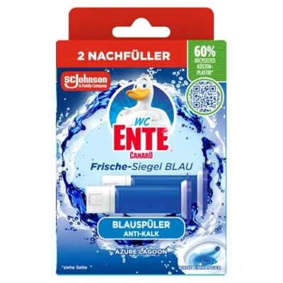 Obrázek WC Ente Čerstvý náhradní náplň, čistič na bez košíčků, 12 gelových kamenů, Azure Lagoon, balení 2 ks (2 x 36 ml)