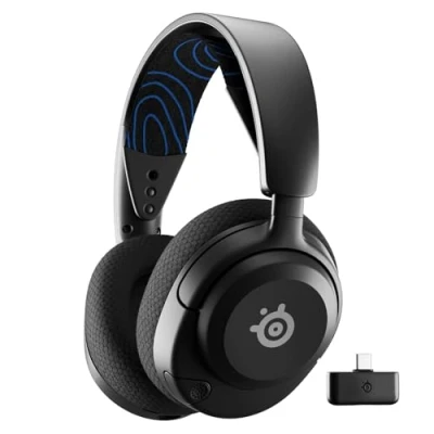 Obrázek SteelSeries Arctis Nova 5P Wireless PS5 Gaming Headset magnetické neodymové ovladače 100+ audio Presets výdrž baterie 60 hodin 2,4 GHz nebo BT ClearCast Gen2.X Mik pro PS4/5, PC, Switch,