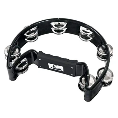 Obrázek XDrum Ruční Tambourin tvar půlměsíce (Tambourine, 16 párů chromovaných ocelových spon, plast) černá