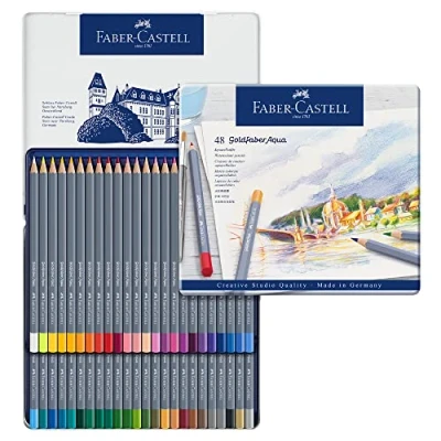 Obrázek FABER CASTELL 114648 akvarelové pastelky zlaté faber, 48dílná sada pastelek, nerozbitné, plně roztíratelné vodou