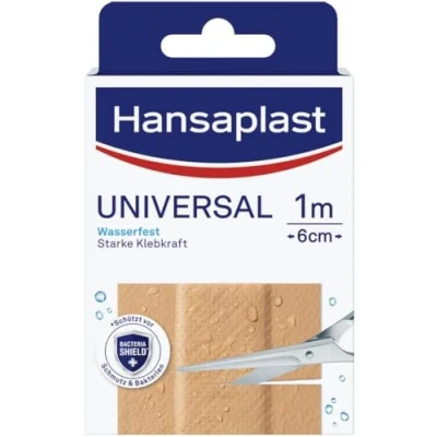 Obrázek Hansaplast Univerzální náplast (1 m x 6 cm), odpuzující nečistoty a vodu, lze zastřihnout váleček na se silnou přilnavostí &amp; Bacteria Shield