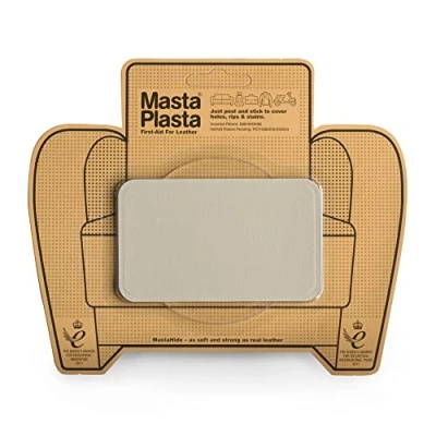 Obrázek MastaPlasta Selbstklebende Premium Leder Reparatur Patch Beige 10cm x 6cm. Sofortige Polsterung Qualität für Sofas, Auto Interieur, Taschen, Jacken
