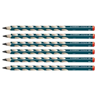 Obrázek Ergonomická trojúhelníková tužka pro pravou rukou Stabilo EasyGraph v benzínu 6 pack tvrdost HB