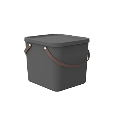 Obrázek Rotho Úložný box Albula 40 l s víkem, plast (PP recyklovaný), antracit, (40,0 x 40,0 34,0 cm), Není relevantní