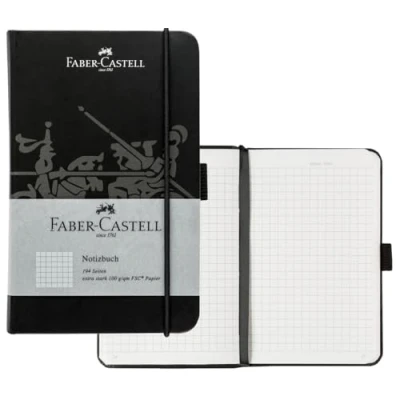 Obrázek FABER CASTELL 10065067 Poznámkový blok DIN A6 černý, čtverečkovaný, 100 g/m², 194 stran FSC Mix papír, 90 x 140 mm