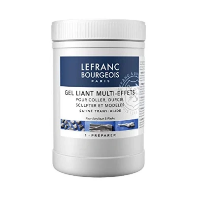Obrázek Lefranc &amp; Bourgeois 300338 Multi efektní pojivo akrylový gel, fexický, nežloutnoucí, voděodolný pro výstavbu a modelování sochek, hedvábně matný, průsvitný, 1000 ml hrnec