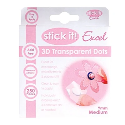 Obrázek DoCrafts Stick IT. 3D Průhledná Dots Střední 9 mm (STI45321)
