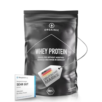 Obrázek ORGAINIC bio Banana Whey Protein prášek certifikovaný bílkovinový z Německa Krmení trávy 1000 g