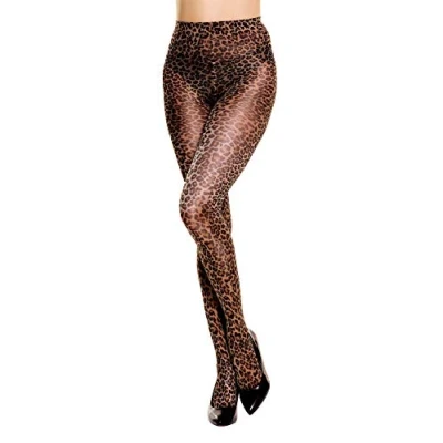 Obrázek PrettyLoveHose Strumpfhose aus Voile, Jacquard, Tiermotiv, Leopardenmuster (Schwarz, leopard, Grau), One size