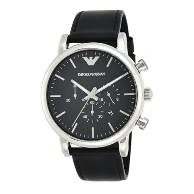 Obrázek Emporio Armani Pánské hodinky chronograf, ušlechtilá ocel, velikost pouzdra 46 mm, černá a stříbrná., módní