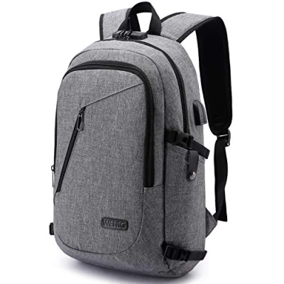 Obrázek WENIG batoh na laptop pánský antikrádež taška notebook 15,6 palců pro práci s USB nabíjecí přípojkou Business cestovní muže vodotěsný školní chlapci teenager šedá
