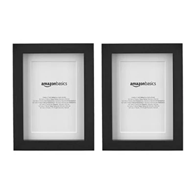 Obrázek Amazon Basics Rechteckig, 2 Stück, Fotorahmen mit Matte 13 x 18 cm, mattiert zu 10 15 Schwarz