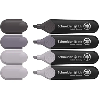 Obrázek Schneider Job 150 zvýrazňovač (z recyklovaného plastu, oceněn modrým andělem) 4 pouzdra, odstíny šedé, šedošedá (2x), mauvegan, břidlicově šedá