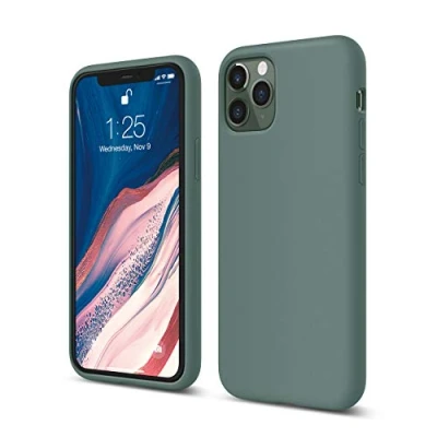 Obrázek elago Liquid Silicone Case kompatibilní s iPhone 11 Pro pouzdro (5,8&quot;), silikonové na mobil, ochrana po celém oboru: 3vrstvé ochranné (noční zelená)