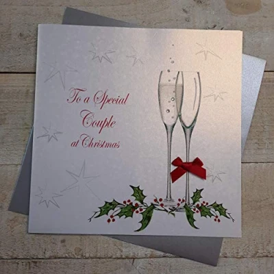Obrázek White Cotton Cards XC10 Vánoční pohlednice s nápisem &quot;to a Special Couple AT Christmas&quot;, ručně vyrobené, velkoformátové, Bílá