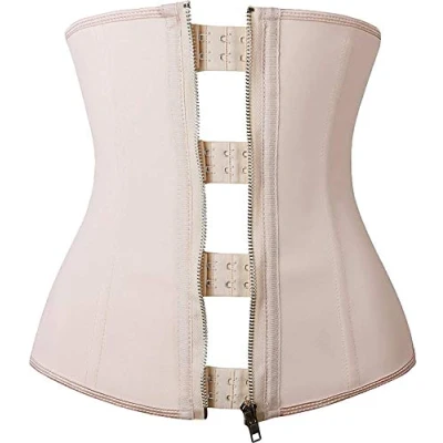 Obrázek YIANNA Waist Trainer dámský korzet na břišní cesty zip sportovní body shaper korset tvarovač pasu, Béžová