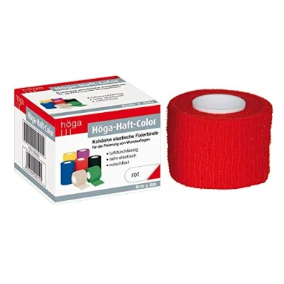 Obrázek Höga barva na adhezní barvy červená 4 cm x m natažená, pevná (samolepicí) elastická fixační obvaz, balení 2 ks (2 1 kus)